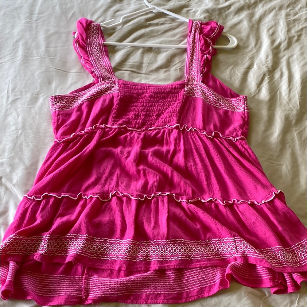 Torrid Fuchsia Ruffle Tank Top - Picture 2 of 4